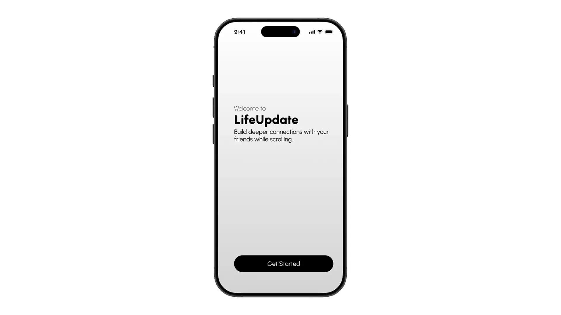 Screenshot of the first onboarding step in the LifeUpdate App.